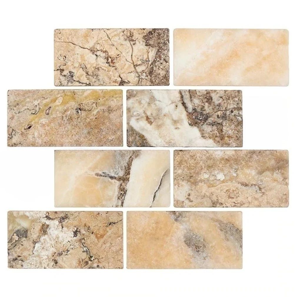 Sample of 3 X 6 Antico Onyx Travertine Tumbled Subway Brick Field Tile-Sample-American Tile Depot