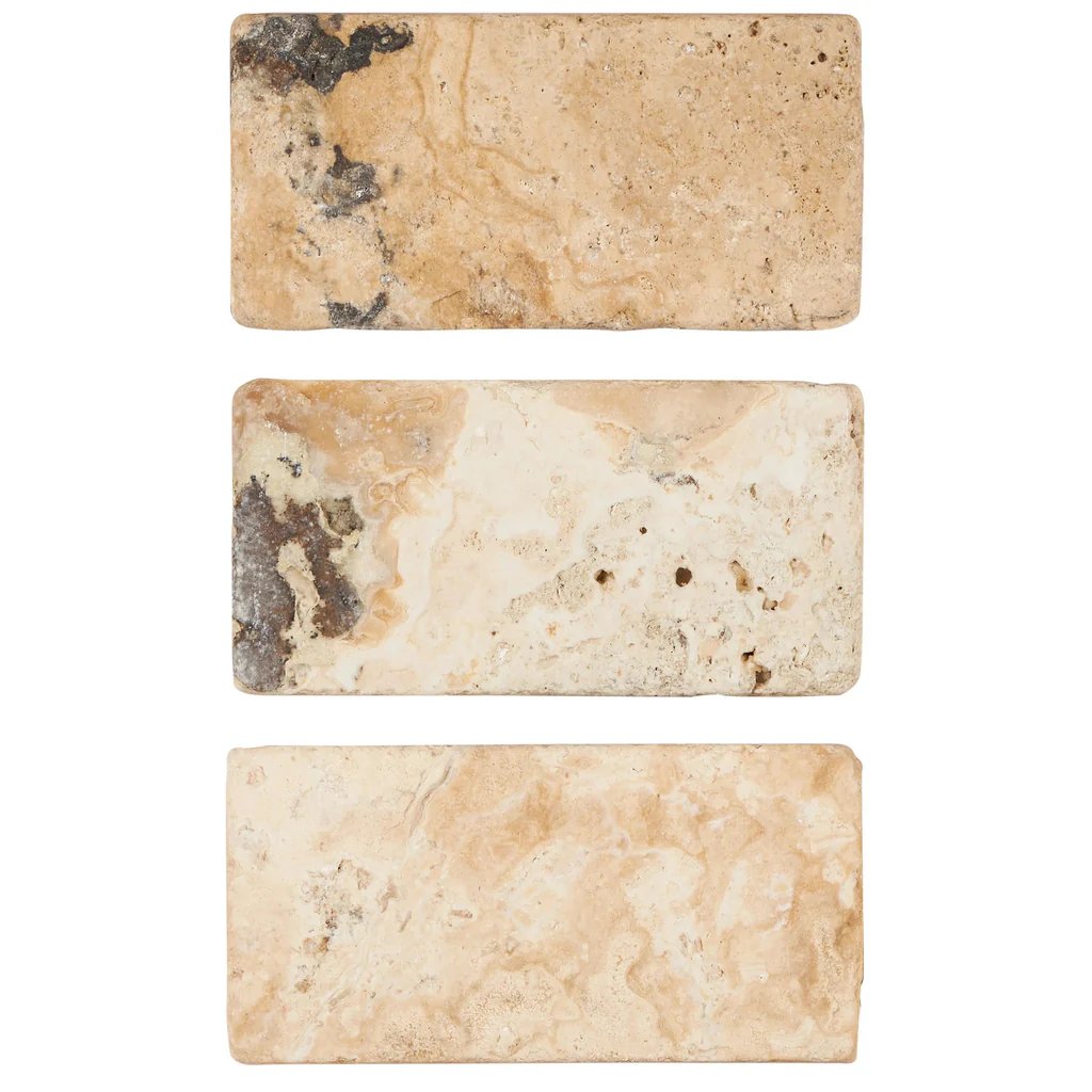 Sample of 3 X 6 Antico Onyx Travertine Tumbled Subway Brick Field Tile-Sample-American Tile Depot