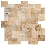 Antico Onyx Travertine Tumbled Mini Versailles Mosaic Tile-Marble Mosaic-American Tile Depot