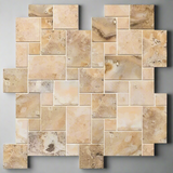 Antico Onyx Travertine Tumbled Mini Versailles Mosaic Tile