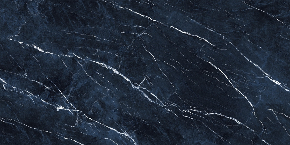 24 X 48 Antique Dark Blue Polished Marble Look Porcelain Tile-Porcelain Tile Large Formate-American Tile Depot