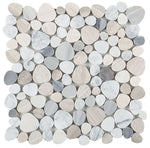 Athena Minerva Blue Polished Pebble Marble Mosaic Tile-Marble Mosaic-American Tile Depot