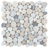 Athena Minerva Blue Polished Pebble Marble Mosaic Tile