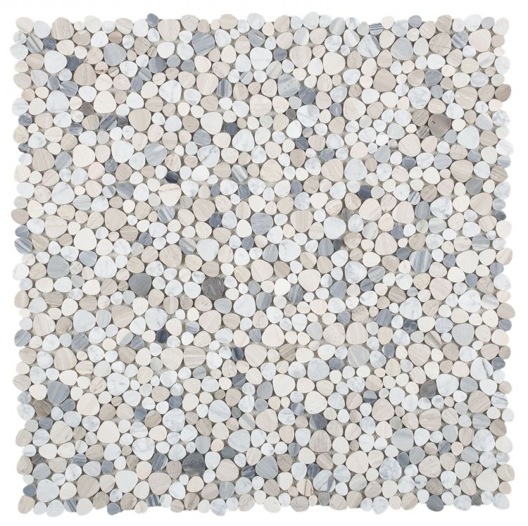 Athena Minerva Blue Polished Pebble Marble Mosaic Tile-Marble Mosaic-American Tile Depot