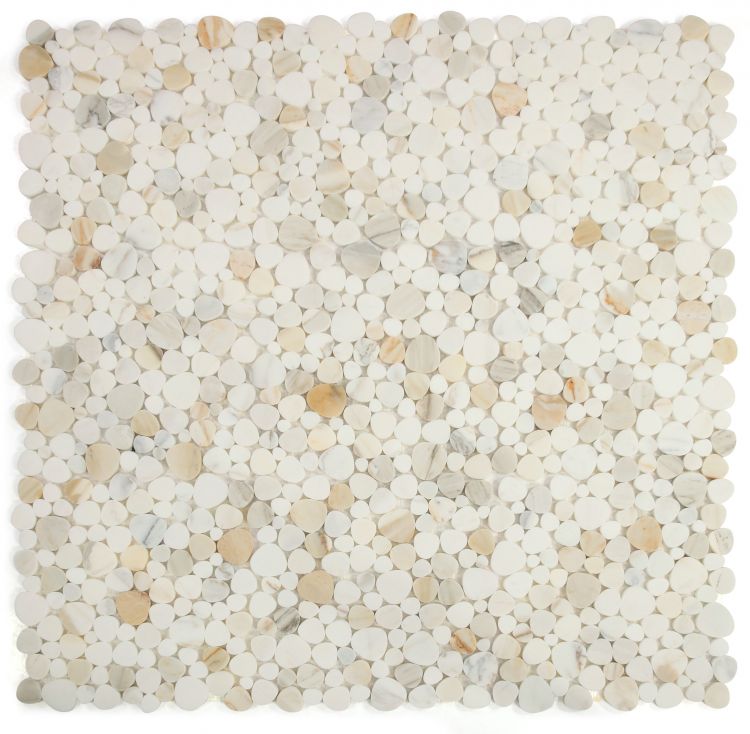 Athena Minerva Calacatta Gold Honed Pebble Marble Mosaic Tile-Marble Mosaic-American Tile Depot