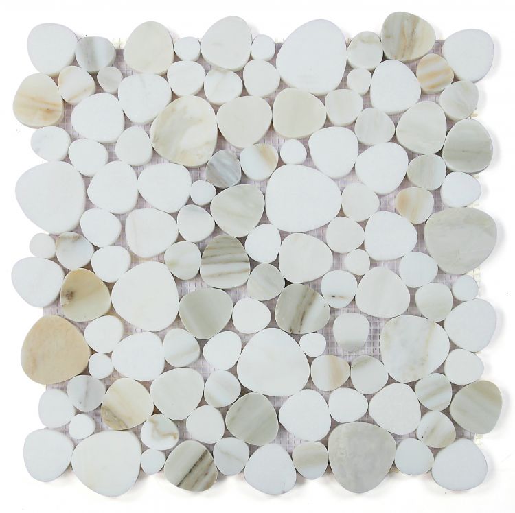 Athena Minerva Calacatta Gold Polished Pebble Marble Mosaic Tile-Marble Mosaic-American Tile Depot