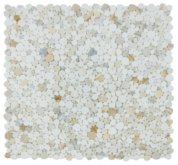 Athena Minerva Calacatta Gold Polished Pebble Marble Mosaic Tile-Marble Mosaic-American Tile Depot