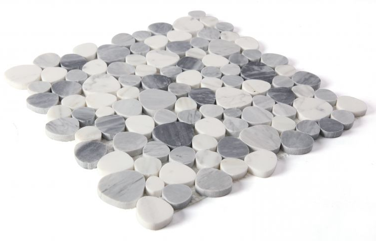 Athena Minerva Calacatta Grey Pebble Marble Mosaic Tile-Marble Mosaic-American Tile Depot