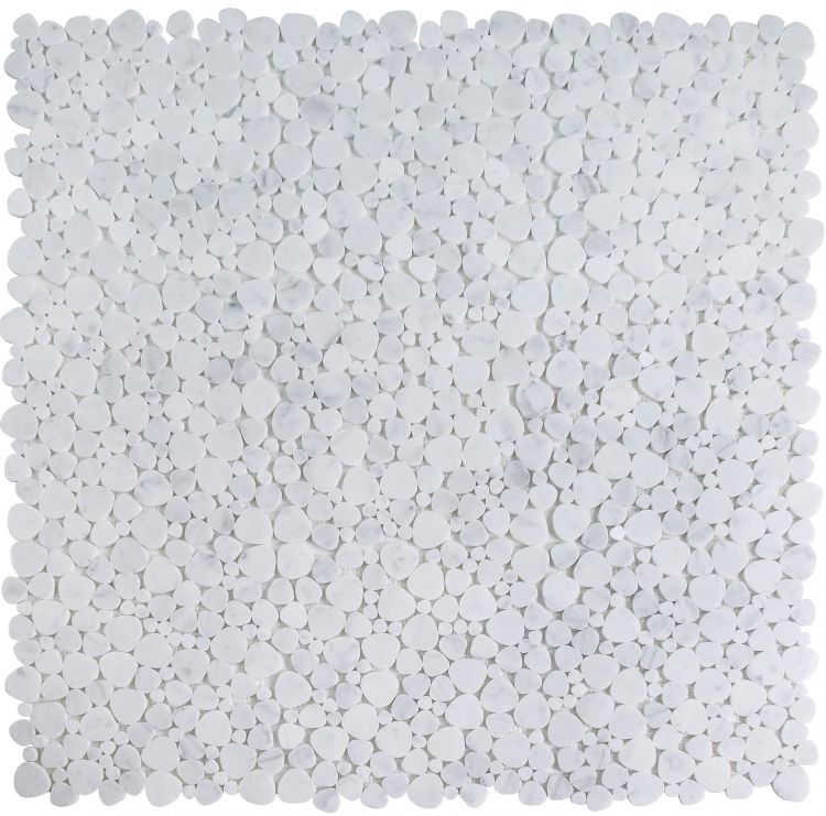 Athena Minerva Carrara Polished Pebble Marble Mosaic Tile-Marble Mosaic-American Tile Depot