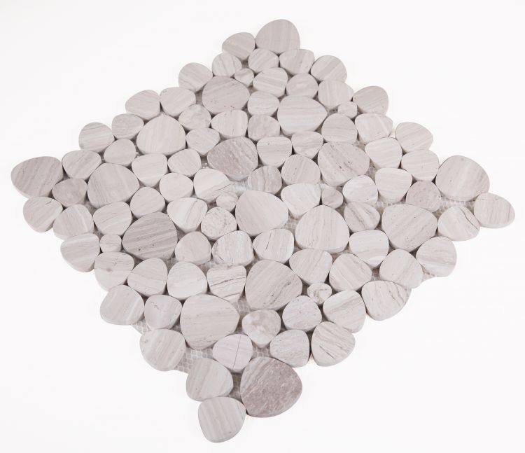 Athena Minerva Grey Polished Pebble Marble Mosaic Tile-Marble Mosaic-American Tile Depot