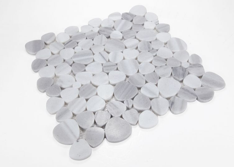 Athena Minerva Marmala White Honed Pebble Marble Mosaic Tile-Marble Mosaic-American Tile Depot