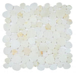 Athena Minerva Onyx White Honed Pebble Marble Mosaic Tile-Marble Mosaic-American Tile Depot