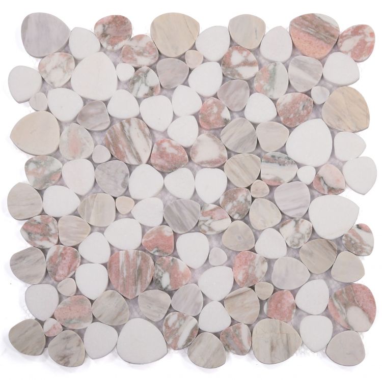 Athena Brigid Rose Polished Pebble Marble Mosaic Tile-Marble Mosaic-American Tile Depot