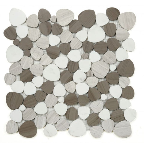 Athena Brigid Smoke Polished Pebble Marble Mosaic Tile