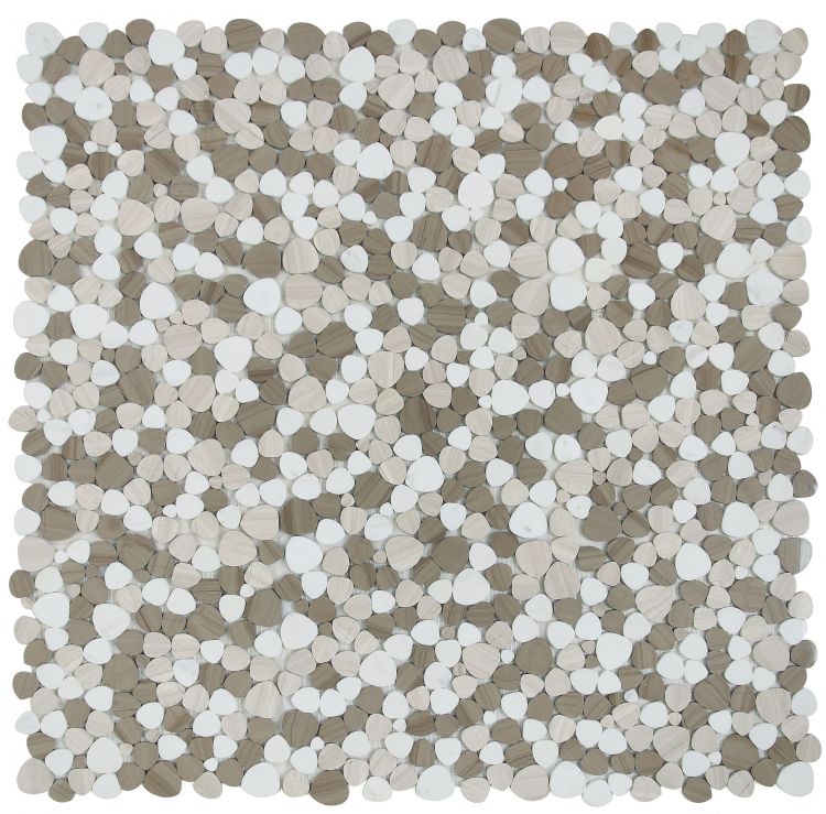 Athena Brigid Smoke Polished Pebble Marble Mosaic Tile-Marble Mosaic-American Tile Depot