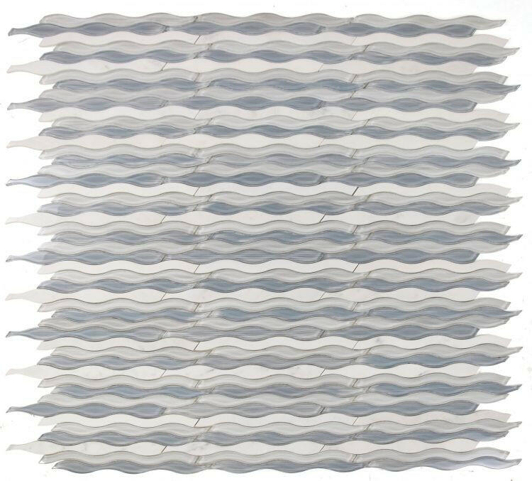 Aqua Carrara Goose Wave Mosaic Tile-Mixed Mosaic-American Tile Depot