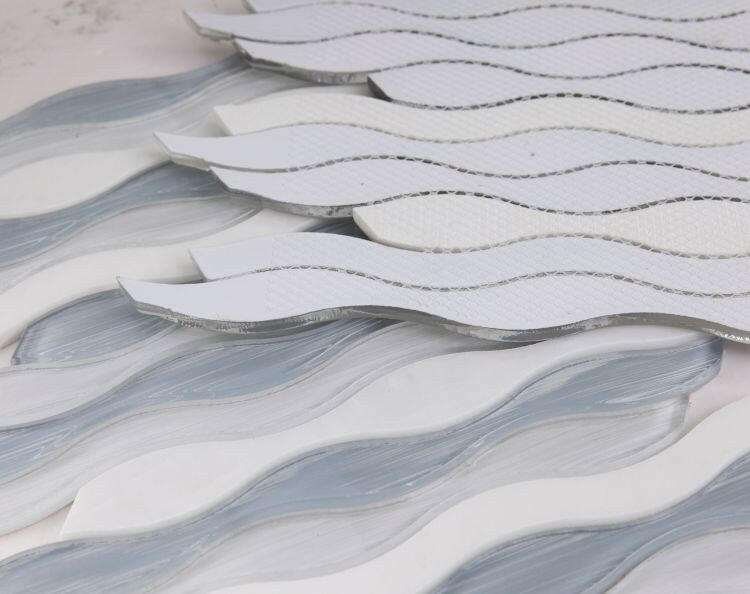 Aqua Carrara Goose Wave Mosaic Tile-Mixed Mosaic-American Tile Depot