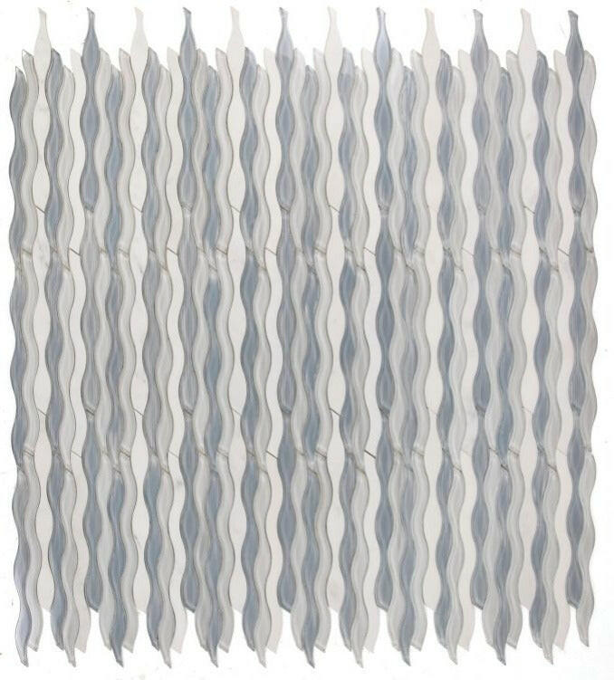 Aqua Carrara Goose Wave Mosaic Tile-Mixed Mosaic-American Tile Depot