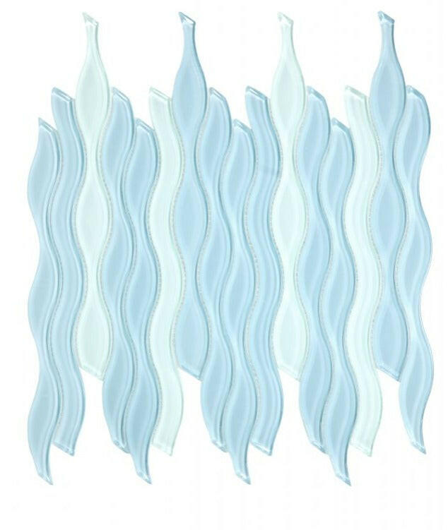 Aqua Sapphire Glossy Wave Glass Mosaic Tile-Glass Mosaic-American Tile Depot