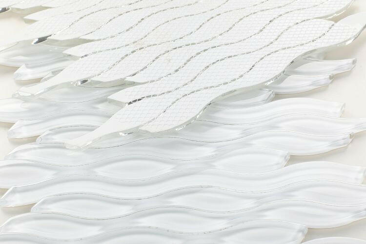 Aqua White Glossy Wave Glass Mosaic Tile-Glass Mosaic-American Tile Depot