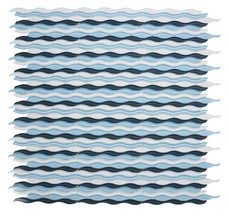 Aqua Blue Glossy Wave Glass Mosaic Tile-Glass Mosaic-American Tile Depot