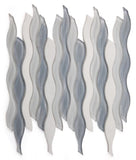 Aqua Carrara Goose Wave Mosaic Tile