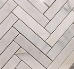 Oriental White / Asian Statuary Marble Polished 1.25 x 6 Herringbone Mosaic Tile-Marble Mosaic-American Tile Depot