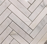 Oriental White / Asian Statuary Marble Polished 1.25 x 6 Herringbone Mosaic Tile