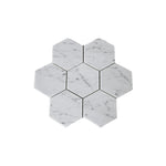 Carrara White Marble Polished 5" Large Hexagon Mosaic Tile-Marble Mosaic-American Tile Depot