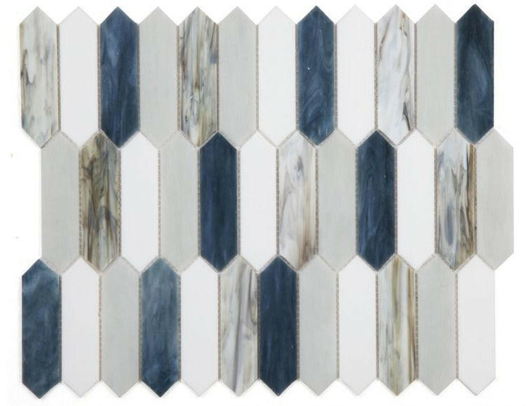 Arrow Beach Elongated Hexagon Glass Mosaic Tile-Glass Mosaic-American Tile Depot