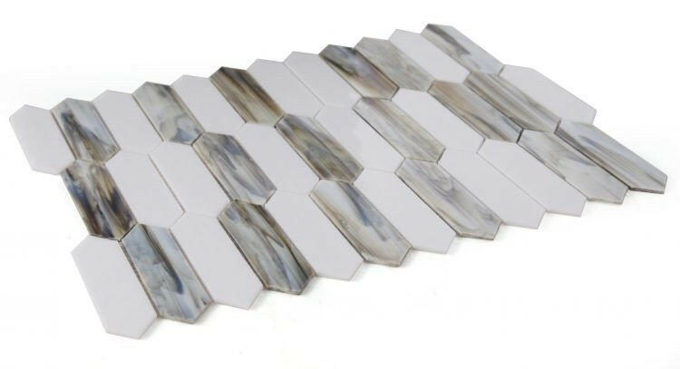 Arrow Dawn Elongated Hexagon Glass Mosaic Tile-Glass Mosaic-American Tile Depot