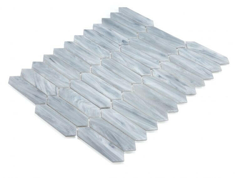 Arrow Grey Elongated Hexagon Glass Mosaic Tile-Glass Mosaic-American Tile Depot