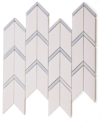 Sample of Arrow Ocean Polished Chevron Marble Mosaic Tile-Sample-American Tile Depot