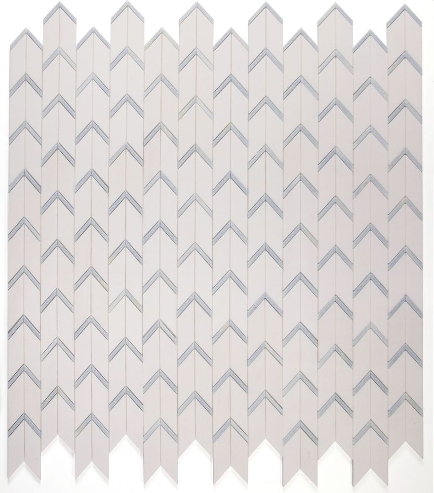 Sample of Arrow Ocean Polished Chevron Marble Mosaic Tile-Sample-American Tile Depot