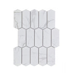 Sample of Arrow Picket Statuario Matte Elongated Hexagon Porcelain Mosaic Tile-Sample-American Tile Depot