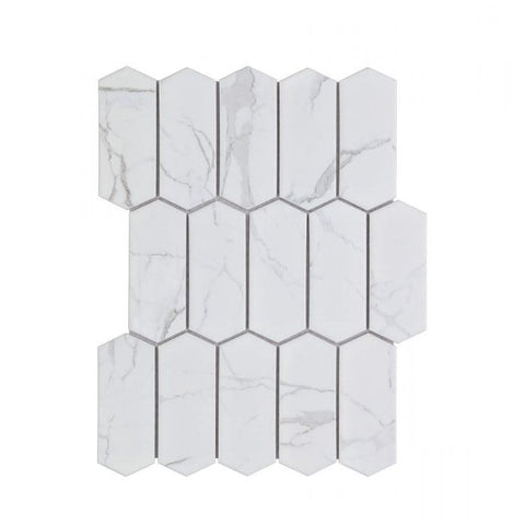 Arrow Picket Statuario Matte Elongated Hexagon Porcelain Mosaic Tile