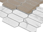 Sample of Arrow Picket Statuario Matte Elongated Hexagon Porcelain Mosaic Tile-Sample-American Tile Depot