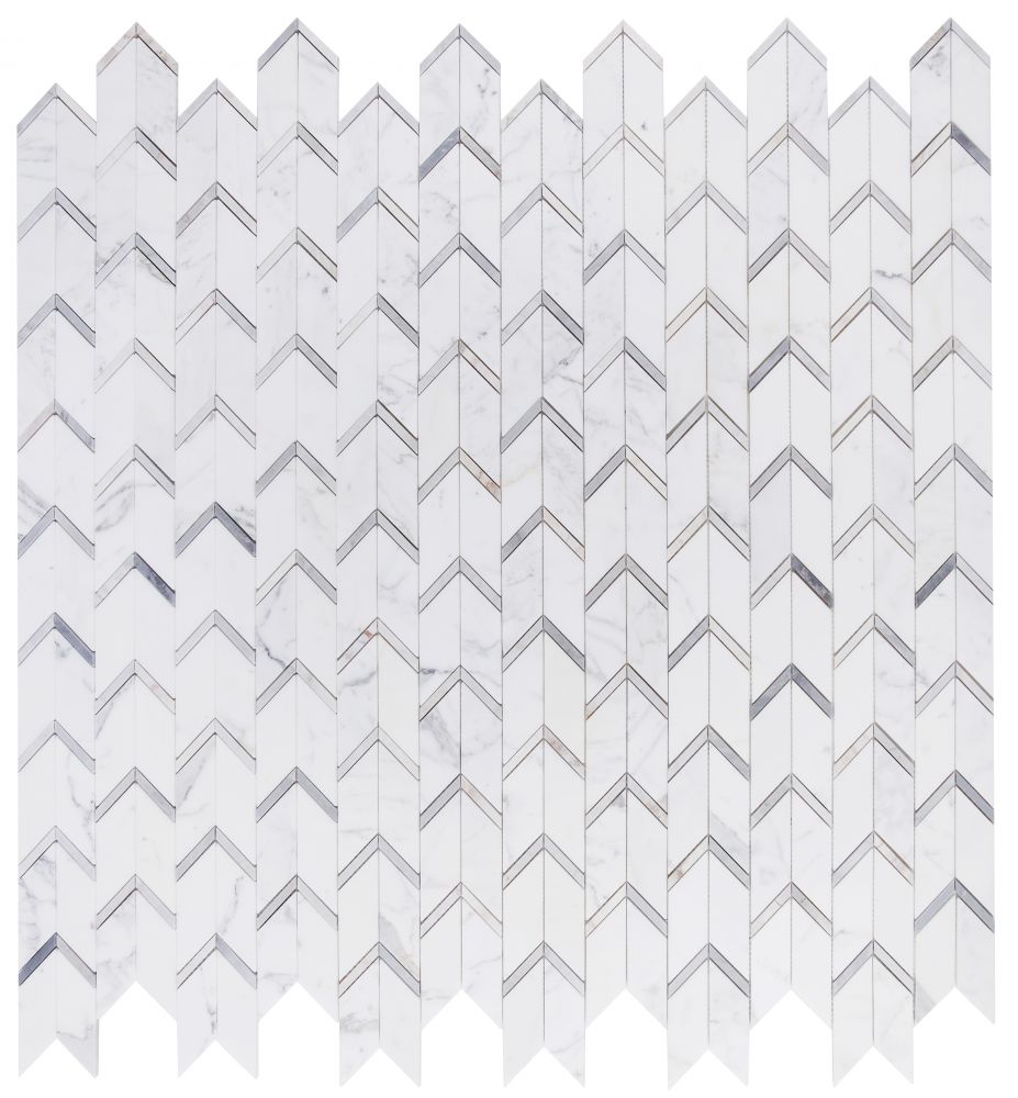 Sample of Arrow Sky Polished Chevron Marble Mosaic Tile-Sample-American Tile Depot