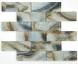 2 x 6 Aesthetic Onyx Mauna Subway Brick Glass Mosaic Wall Tile