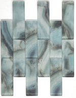 2 x 6 Aesthetic Onyx Ocean Subway Brick Glass Mosaic Wall Tile-Glass Mosaic-American Tile Depot