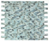 2 x 6 Aesthetic Onyx Ocean Subway Brick Glass Mosaic Wall Tile