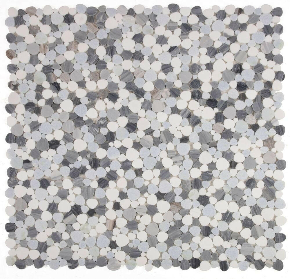 Athena Brigid Deep Ocean Polished Pebble Marble Mosaic Tile-Marble Mosaic-American Tile Depot