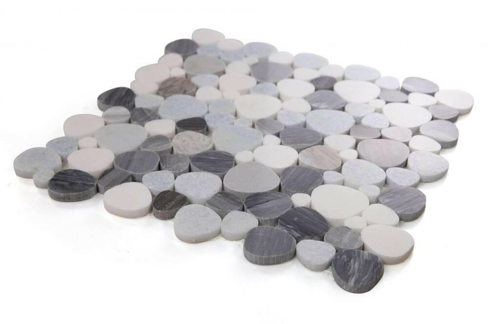 Athena Brigid Deep Ocean Polished Pebble Marble Mosaic Tile-Marble Mosaic-American Tile Depot