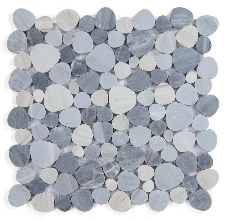 Athena Brigid Italian Blue Honed Pebble Marble Mosaic Tile-Marble Mosaic-American Tile Depot