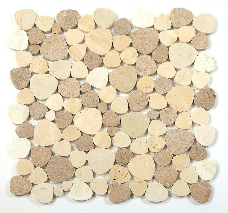 Athena Brigid Mix Brown Polished Pebble Marble Mosaic Tile-Marble Mosaic-American Tile Depot