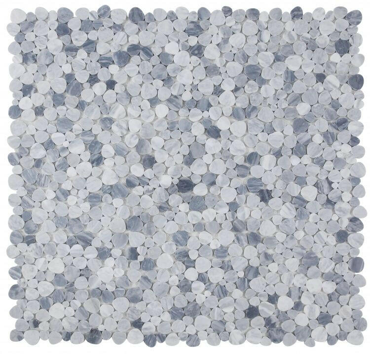 Athena Brigid Mix Grey Honed Pebble Marble Mosaic Tile-Marble Mosaic-American Tile Depot