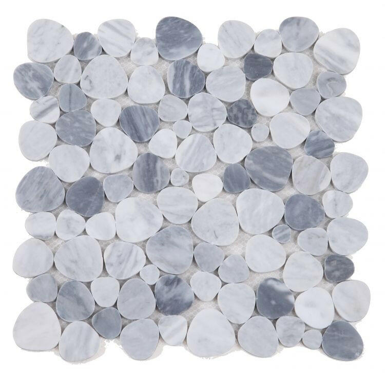 Athena Brigid Mix Grey Honed Pebble Marble Mosaic Tile-Marble Mosaic-American Tile Depot