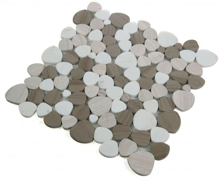 Athena Brigid Smoke Polished Pebble Marble Mosaic Tile-Marble Mosaic-American Tile Depot