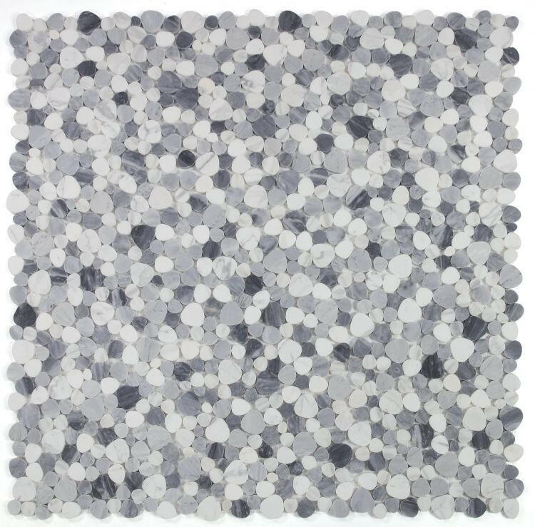 Athena Minerva Calacatta Grey Pebble Marble Mosaic Tile-Marble Mosaic-American Tile Depot