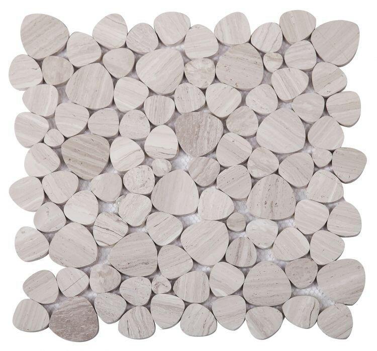 Athena Minerva Grey Polished Pebble Marble Mosaic Tile-Marble Mosaic-American Tile Depot